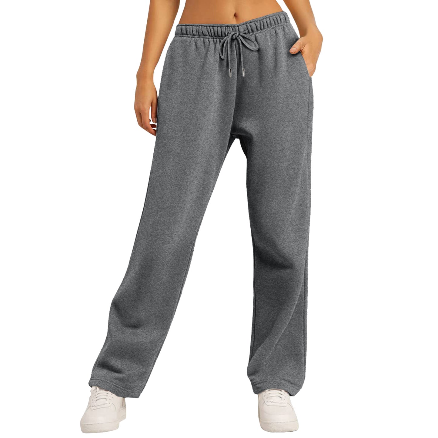 Women Sweatpants Straight Pants Wide Legs With Pockets