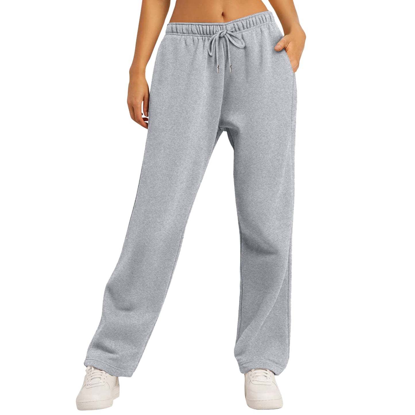 Women Sweatpants Straight Pants Wide Legs With Pockets