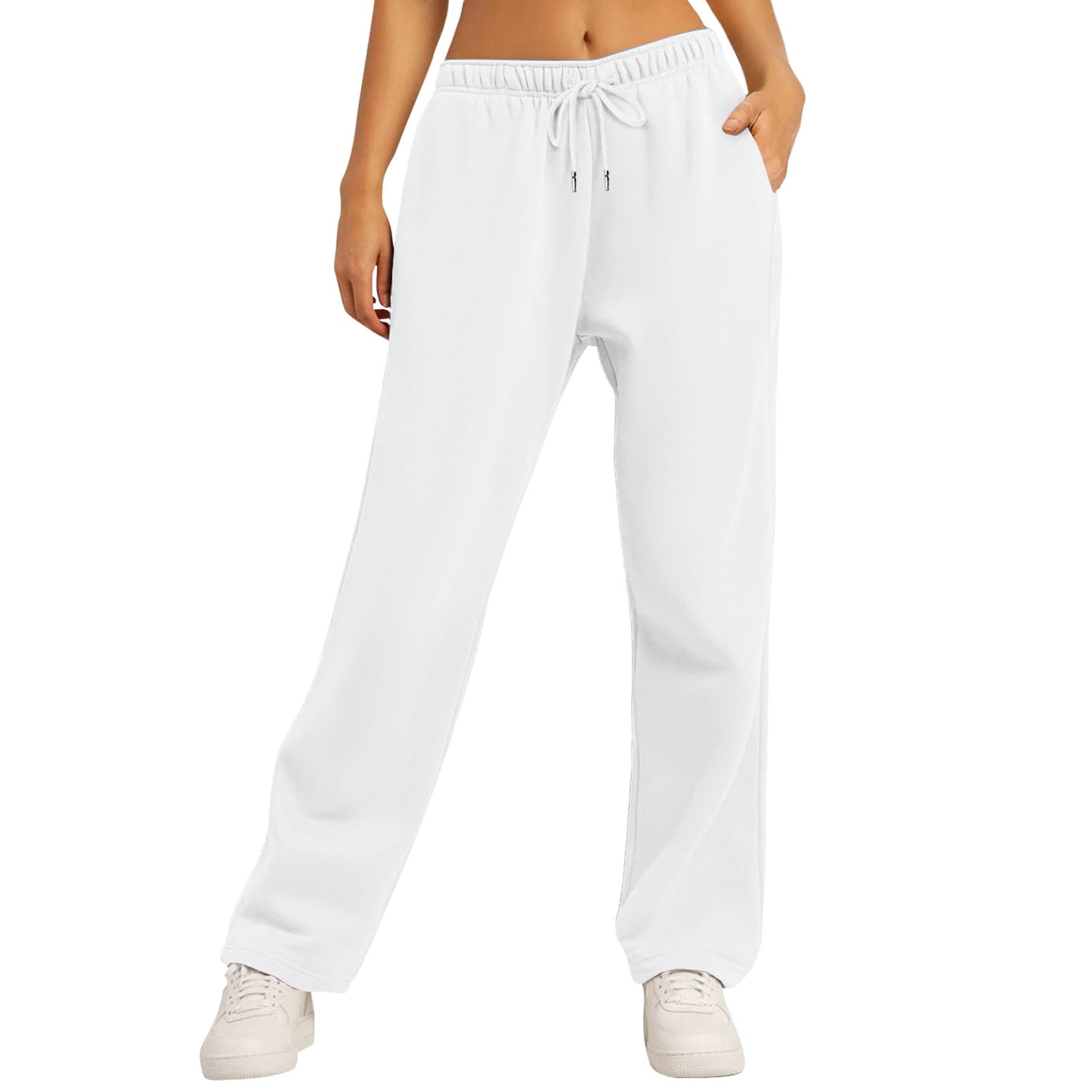 Women Sweatpants Straight Pants Wide Legs With Pockets