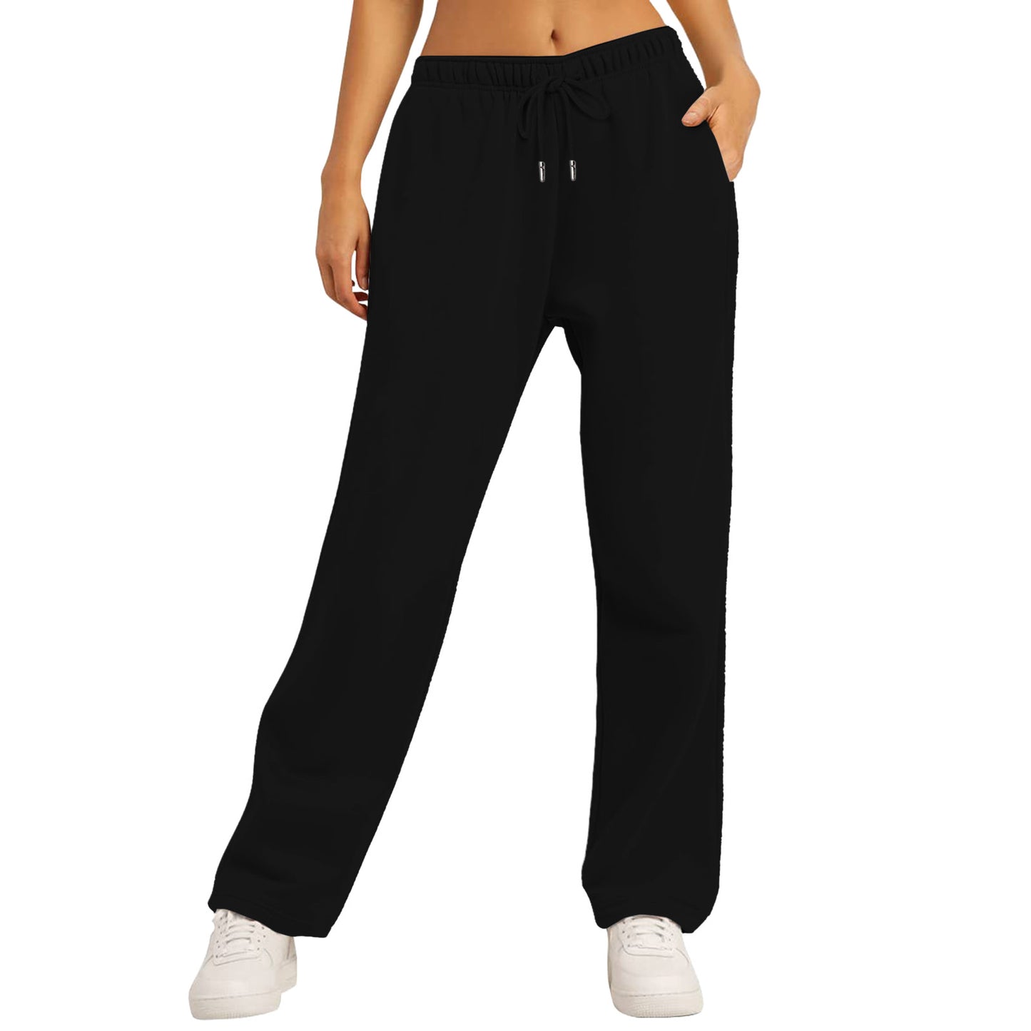 Women Sweatpants Straight Pants Wide Legs With Pockets