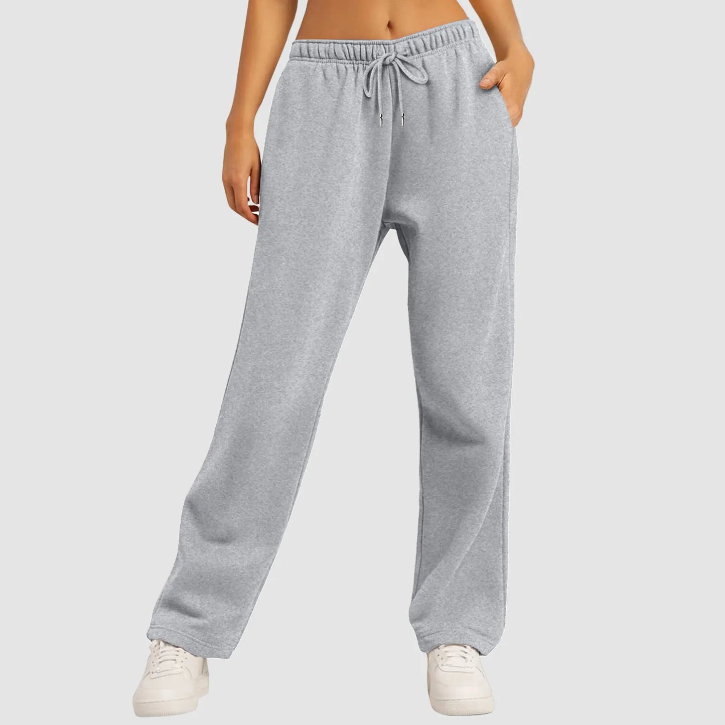 Women Sweatpants Straight Pants Wide Legs With Pockets